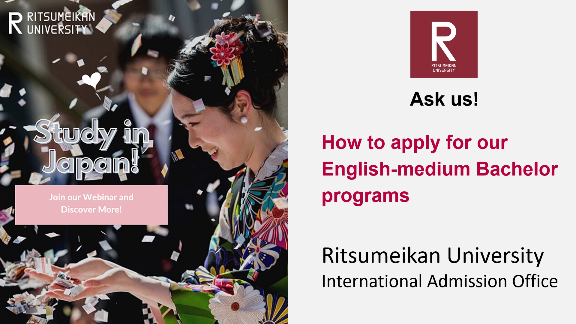 July 17 (Sat):How to apply for our English-medium Bachelor programs